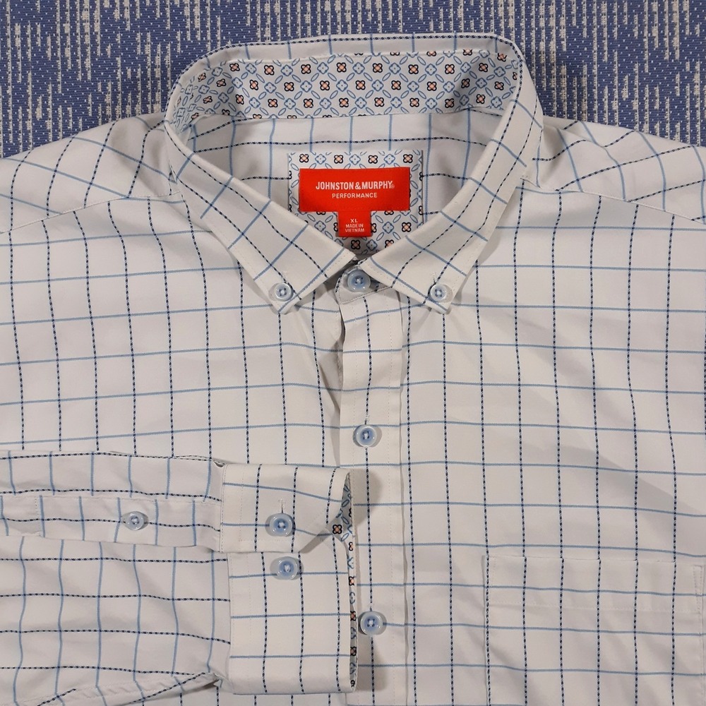 Johnston & Murphy Performance Shirt Mens XL Long Sleeve White Nylon Blend